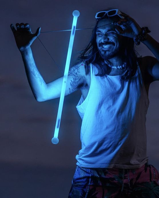 Mustafa with a blue wand.